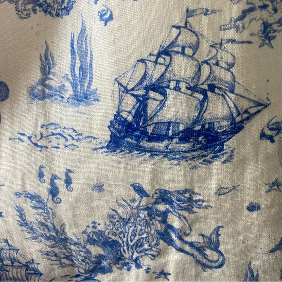 7 For All Mankind Ocean Toile Print Linen Skater Dress With Pockets! - Picture 3 of 10